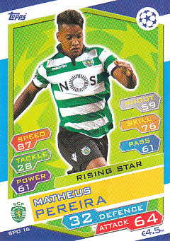 Matheus Pereira Sporting CP 2016/17 Topps Match Attax CL Rising Star #SPO16